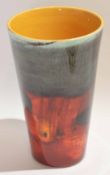 Large Poole tapered vase circa 1970, with red and grey glazes, 24cm high