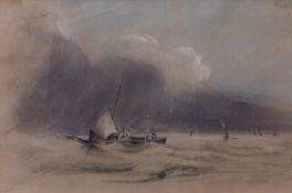 Henry Bright (1810-1873) Seascape, coloured chalks, 19 x 28cm