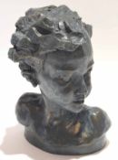 Bronzed patinated composition head and shoulders bust "Bellisa", 20cm high