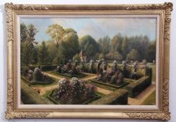 Duncan Palmer, signed and dated 86, oil on canvas, Garden scene, 47 x 72cm