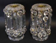 Large pair of table lustres with faceted droplets, 27cm high (2)