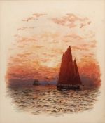 William Thomas Nicholas Boyce (1858-1911), Sunset seascape watercolour, signed and dated 09 lower