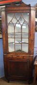 Late 19th century corner cupboard with glazed front