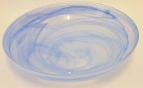 Murano glass circular bowl of tapering form decorated in a blue iridescent design, circa late 20th
