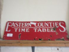 ENAMELLED EASTERN COUNTIES TIMETABLE SIGN