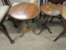 TWO REPRODUCTION WINE TABLES ON TRIPOD BASES