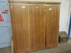 WAXED PINE TRIPLE DOOR WARDROBE