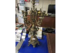 BRASS SIX-BRANCH CANDELABRA WITH DECORATIVE CASTINGS