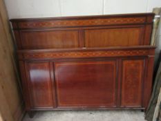 EDWARDIAN DOUBLE BED WITH SATINWOOD INLAY (LACKING SIDE RAILS)