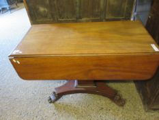 VICTORIAN MAHOGANY PEDESTAL PEMBROKE TABLE WITH SINGLE DRAWER TO END