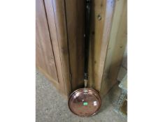 COPPER WARMING PAN WITH EBONISED TURNED HANDLE