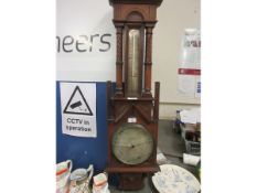 19TH CENTURY OAK FRAMED CURTIS OF LEICESTER ANEROID BAROMETER (A/F)