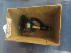 20TH CENTURY CHILD’S MICROSCOPE OF BLACK PAINTED FINISH WITH Y-SHAPED FOOT AND PIVOTING STAGE AND