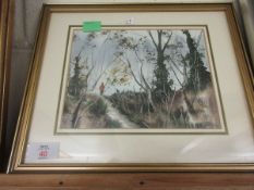 PETER SOLLY, SIGNED WATERCOLOUR, BLICKLING WOODS, 16 X 21CM