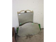 ART DECO FRAMELESS WALL MIRROR TOGETHER WITH ONE OTHER (2)