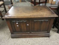 OAK FRAMED COFFER WITH LINENFOLD DETAIL TO FRONT