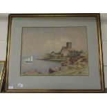 P C, MONOGRAMMED AND DATED 80, WATERCOLOUR, INSCRIBED “DUNELLY CASTLE”, 44 X 60CM