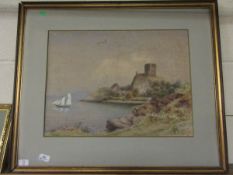 P C, MONOGRAMMED AND DATED 80, WATERCOLOUR, INSCRIBED “DUNELLY CASTLE”, 44 X 60CM