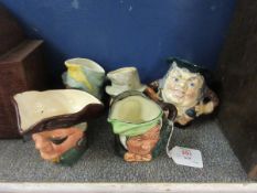 GROUP OF CHARACTER JUGS, ROYAL DOULTON AND OTHERS INCLUDING SARY GAMP AND A BURLEIGH WARE JUG, (5)