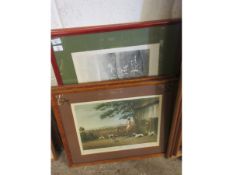 FOUR ASSORTED FRAMED HUNTING PRINTS