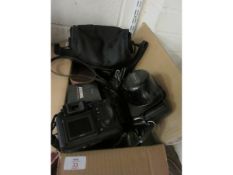 BOX CONTAINING MIXED CAMERAS, BINOCULARS, ETC