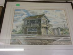 JOHN INSALL, WATERCOLOUR, RAILWAY SIGNAL HUT, 28 X 40CM