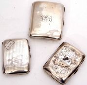Mixed Lot: comprising three various hinged rectangular cigarette cases, combined weight approx