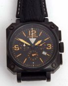 Modern two-button chronograph wrist watch, Junkers, model 6792, Serial No 1420, the movement (