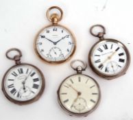 Mixed Lot: comprising a late 19th century silver cased open face lever watch, frosted gilt