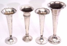 Mixed Lot: comprising two George V trumpet vases of typical flared form, together with two further