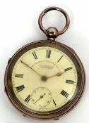 Late 19th century silver cased open face lever watch, the frosted gilt movement with bi-metallic cut