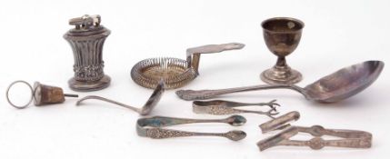 Mixed Lot: comprising various electro-plated pieces including serving spoon, egg cup, table