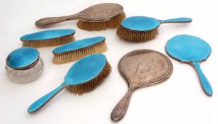 Mixed Lot: comprising dressing table hand mirror, two clothes brushes, together with a further