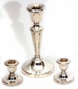 Mixed Lot: pair of Elizabeth II squat dressing table candlesticks together with a further single