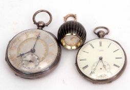 Mixed Lot: comprising mid-19th century silver cased open face key wind lever watch, No 9692, frosted