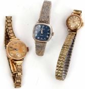 Mixed Lot: comprising 9ct gold ladies wrist watch, Omega, 6491374, the jewelled movement with bi-