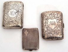 Mixed Lot: comprising two various silver cigarette cases, each of hinged rectangular form with all