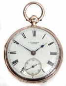Last quarter of 19th century silver cased open face lever fob watch, J W Benson - 58 & 60 Ludgate
