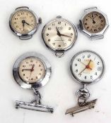 Mixed Lot: comprising three various base metal cased pendant watches including Oris, together with