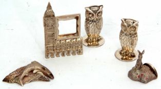 Mixed Lot: comprising four various hallmarked place card holders, two modelled in the form of