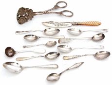Mixed Lot: comprising eleven various spoons including tea, coffee and salt, together with a mother