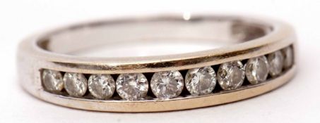 Precious metal diamond half eternity ring featuring ten small channel set diamonds, 0.50ct approx,
