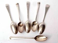 Mixed Lot: five Hanoverian rat-tail pattern coffee spoons, together with a further Hanoverian tea