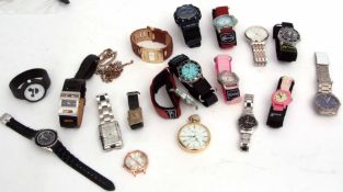 Mixed Lot: comprising seventeen various modern wrist watches and a pocket watch including Sekonda