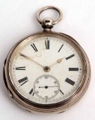 Last quarter of 19th century silver cased open face lever watch, Thos Dixon - Norwich, frosted