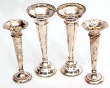 Mixed Lot: comprising two plus two trumpet vases, each of typical flared and tapering cylindrical