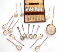 Mixed Lot: white metal ice cream set comprising ten spades and further large serving spade with