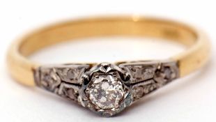 Precious metal single stone diamond ring, a single brilliant cut diamond, 0.10ct approx, raised in a