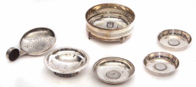 Mixed Lot: comprising four various white metal pin trays together with a further white metal