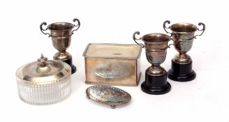 Mixed Lot: assorted electro-plated presentation inscribed trophy cups, electro-plate lidded and